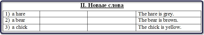 Таблица с новыми словами к уроку 11.